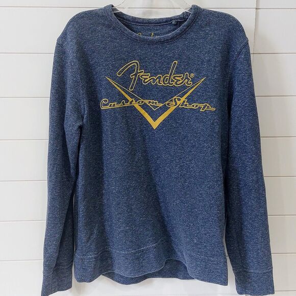 Fender Custom Shop Lucky Brand Men's Large Long Sleeve Pullover Sweater Blue - Picture 2 of 10